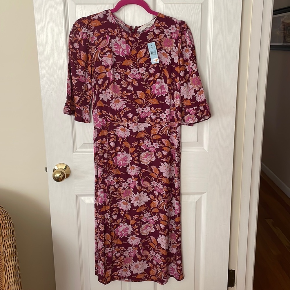 Loft Petite Midi Dress Pretty in Pink